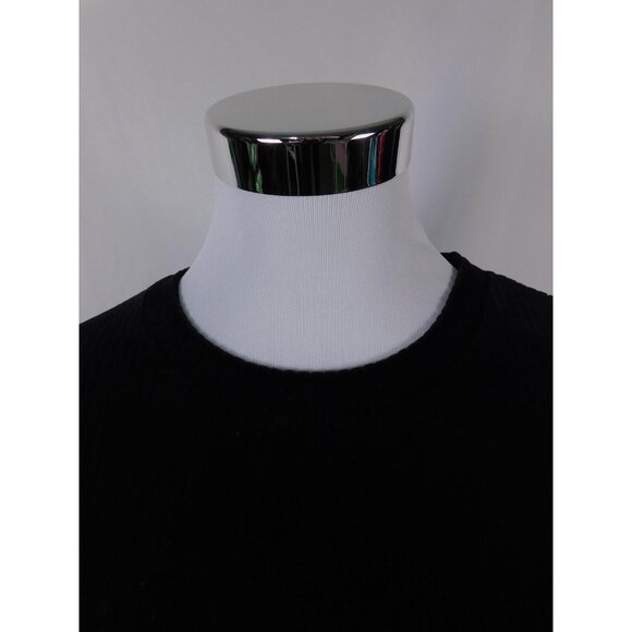 H&M Divided Sweatshirt XL Black Velour Ribbed Crewneck Pullover Casual - Picture 3 of 12